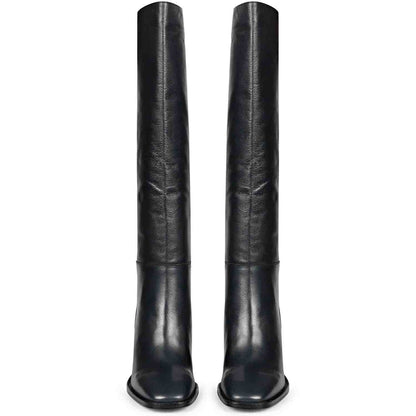Saint Lia Blue Leather Knee High Slouch Boots