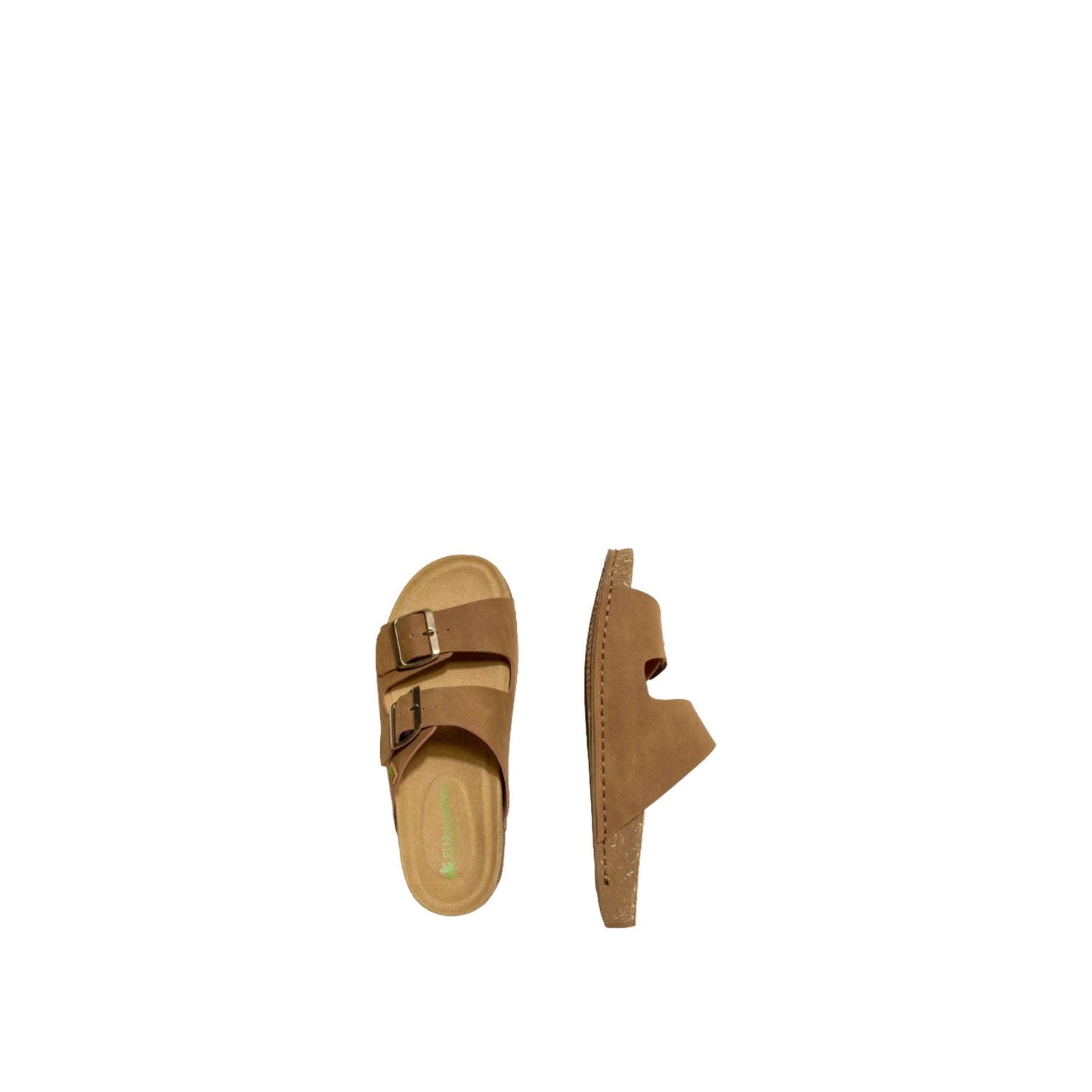 El Naturalista Wood Embellished Leather Block Sandals with Buckle