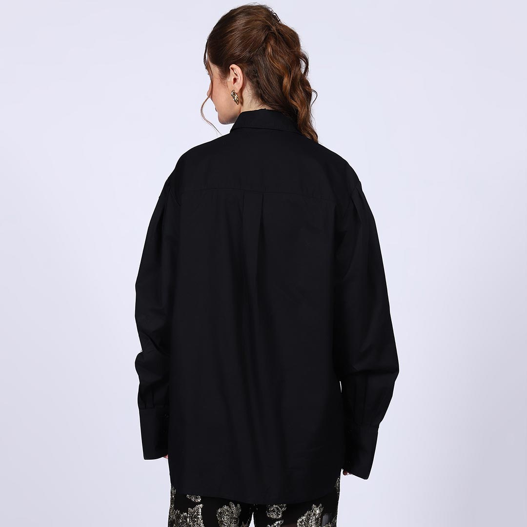 Saint Womens Black Cotton Rhinestone Shirt