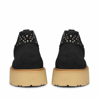 Saint Eislyn Studded Black Suede Leather Platform Boots