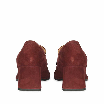 Saint Viviana Burgundy Suede Leather Block Heel Moccasins