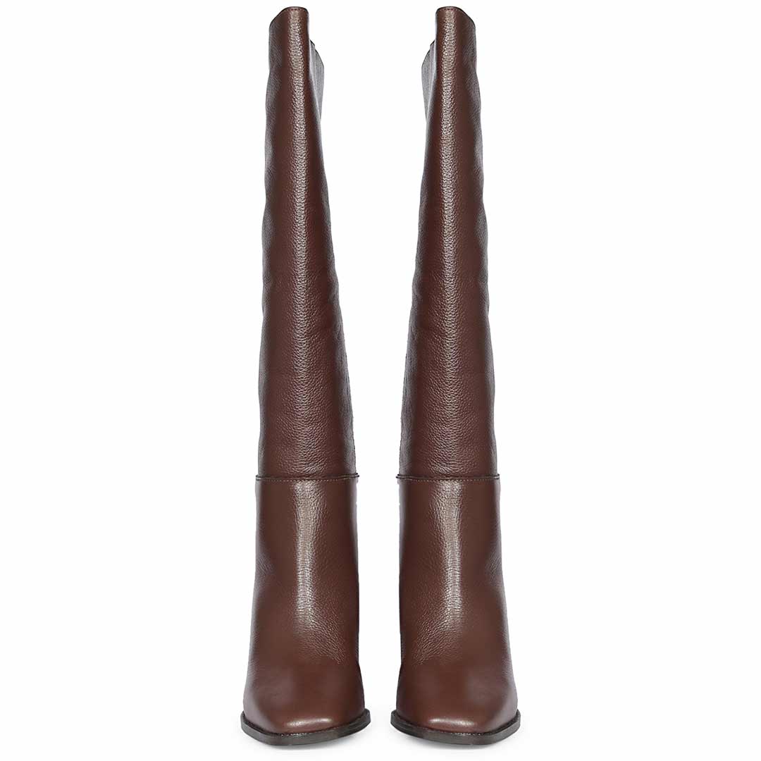 Saint Lia Brown Leather Knee High Slouch Boots