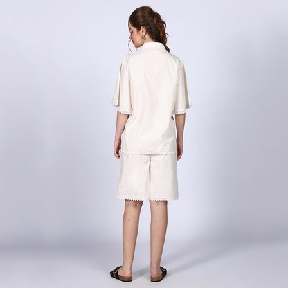 Saint Womens Ivory Cotton Poplin Co-ord Set