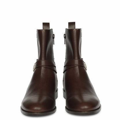 Saint Zola Brown Leather Buckle Ankle Boots