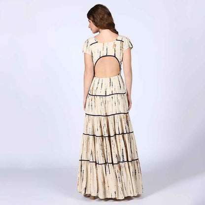 Saint Womens Ivory Tiered Viscose Maxi Dress