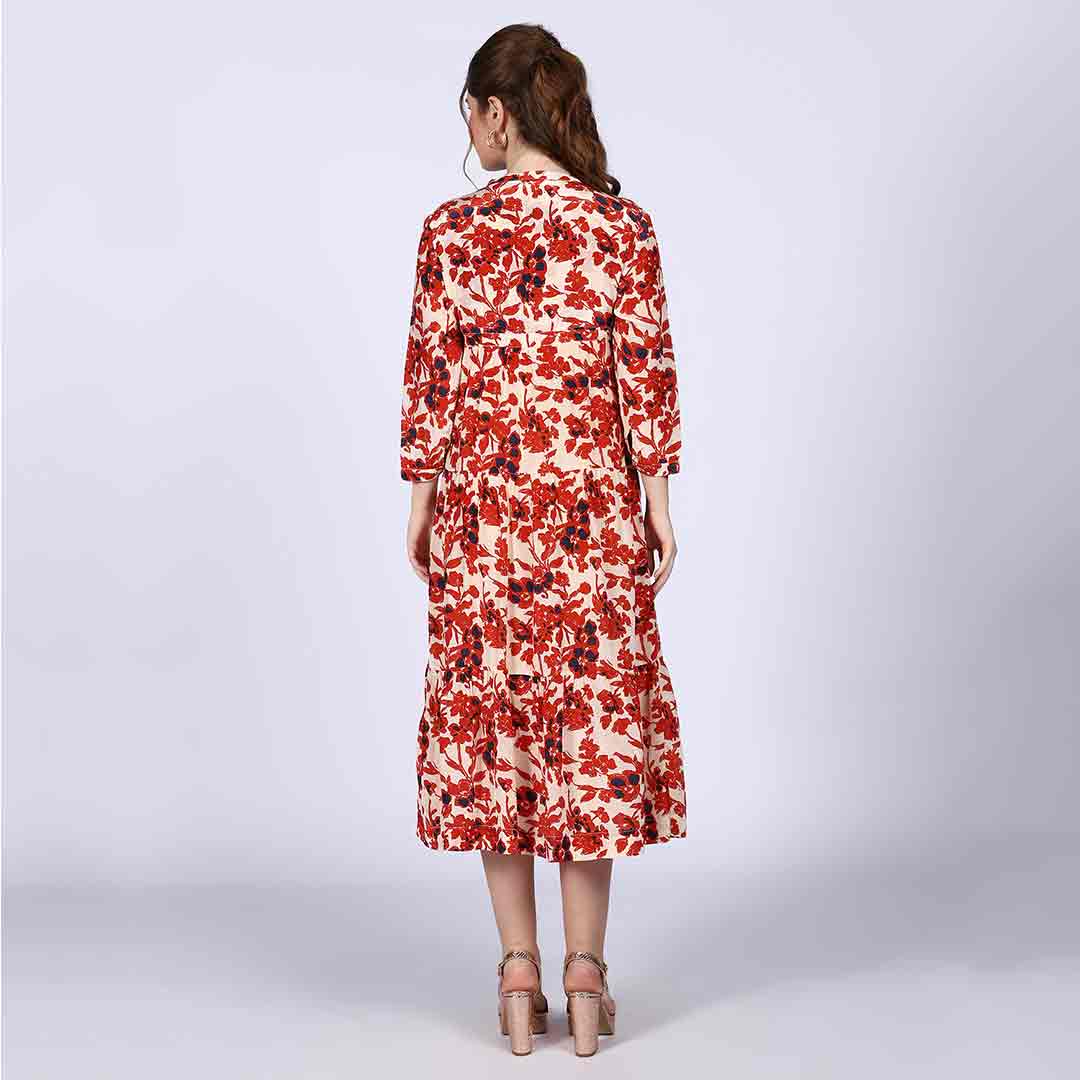 Saint Brunella Womens Ivory Red Floral Maxi Dress