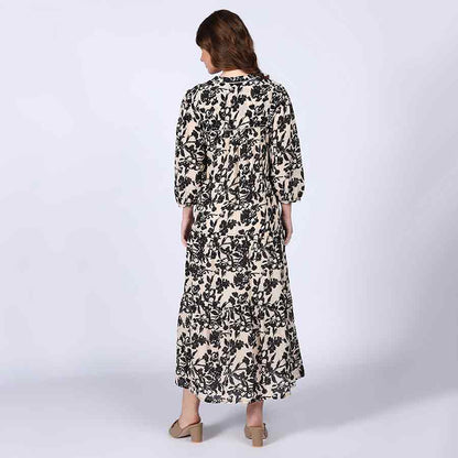 Saint Womens Ivory Floral Viscose Midi Dress