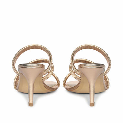 Saint Layla Crystal Cord Rose  Gold Leather Stilettos