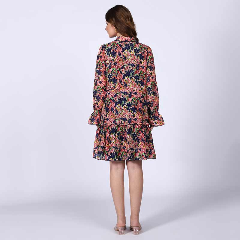 Saint Nerina Womens Blue Multi Bloom Mini Dress