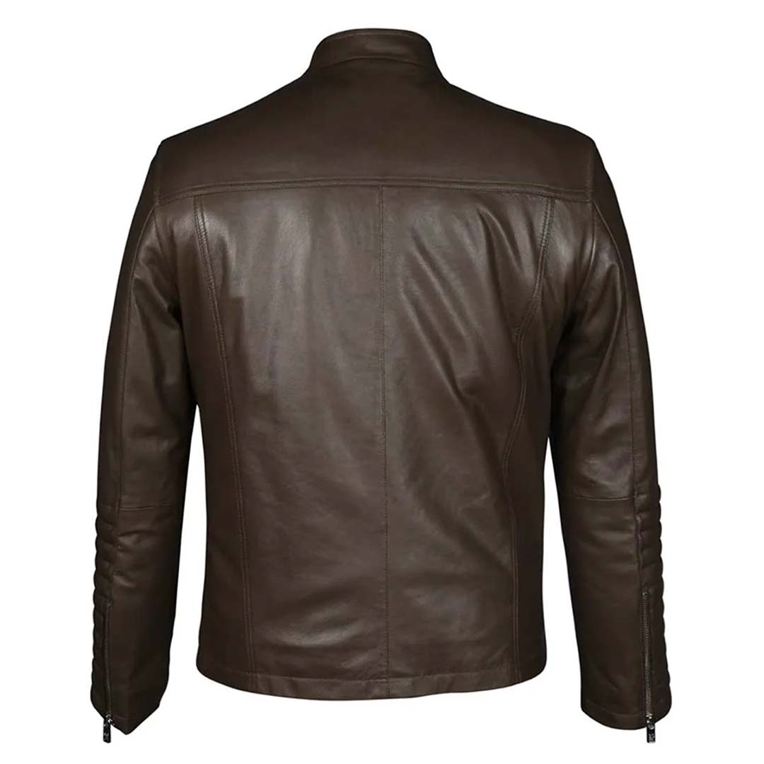 Saint Agostino Brown Leather Men's Cafe Racer Jackets