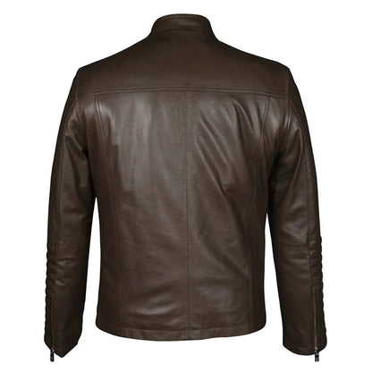 Saint Agostino Brown Leather Men's Cafe Racer Jackets