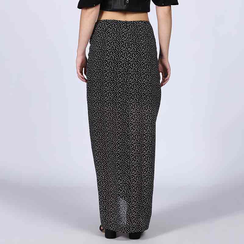 Saint Womens Black Georgette Draped Skirt