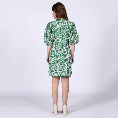 Saint Solene Womens Green Cotton Lining Short Dress