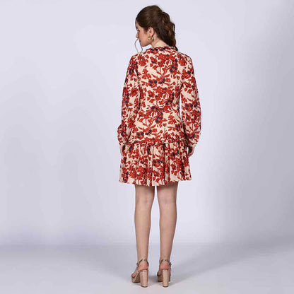 Saint Meliora Womens Ivory Red Floral Mini Dress