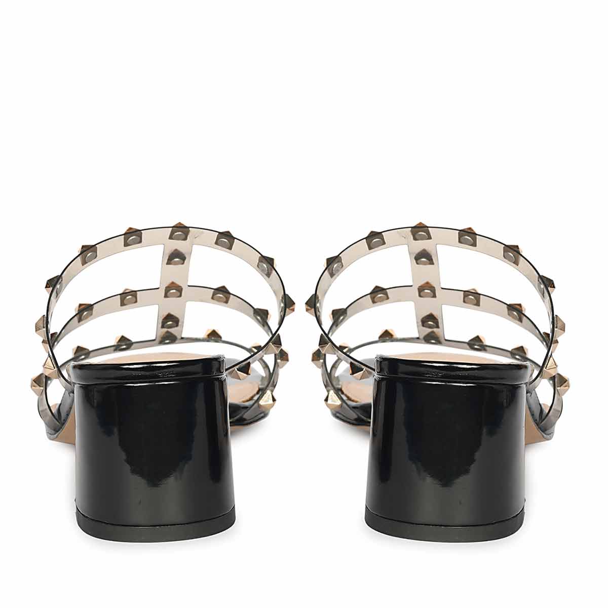 Saint Novara Metal Studded Black Vegan Leather Heels