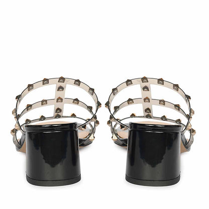 Saint Novara Metal Studded Black Vegan Leather Heels