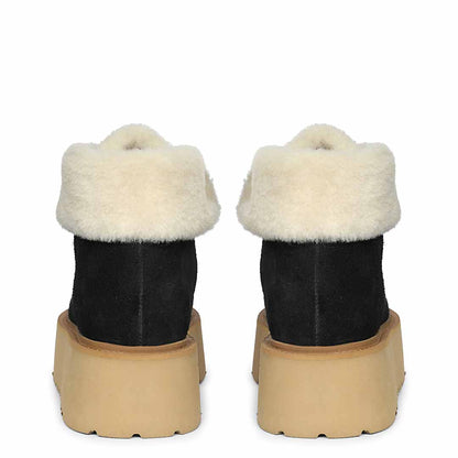 Saint Svaline Black Suede Leather Fur-Lined Platform Boots