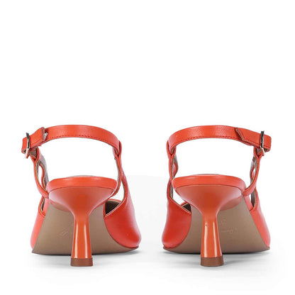 Saint Josie Orange Leather Pumps