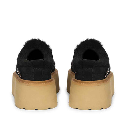 Saint Glaressa Studded Fur Platform Suede Leather Slip-Ons