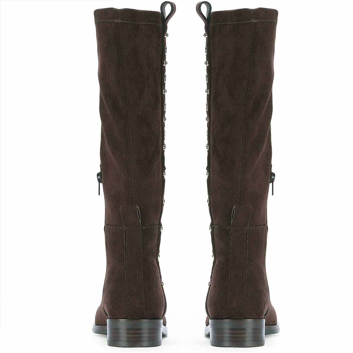 Saint Marlowe Eyelets Brown Stretch Suede Long Boots