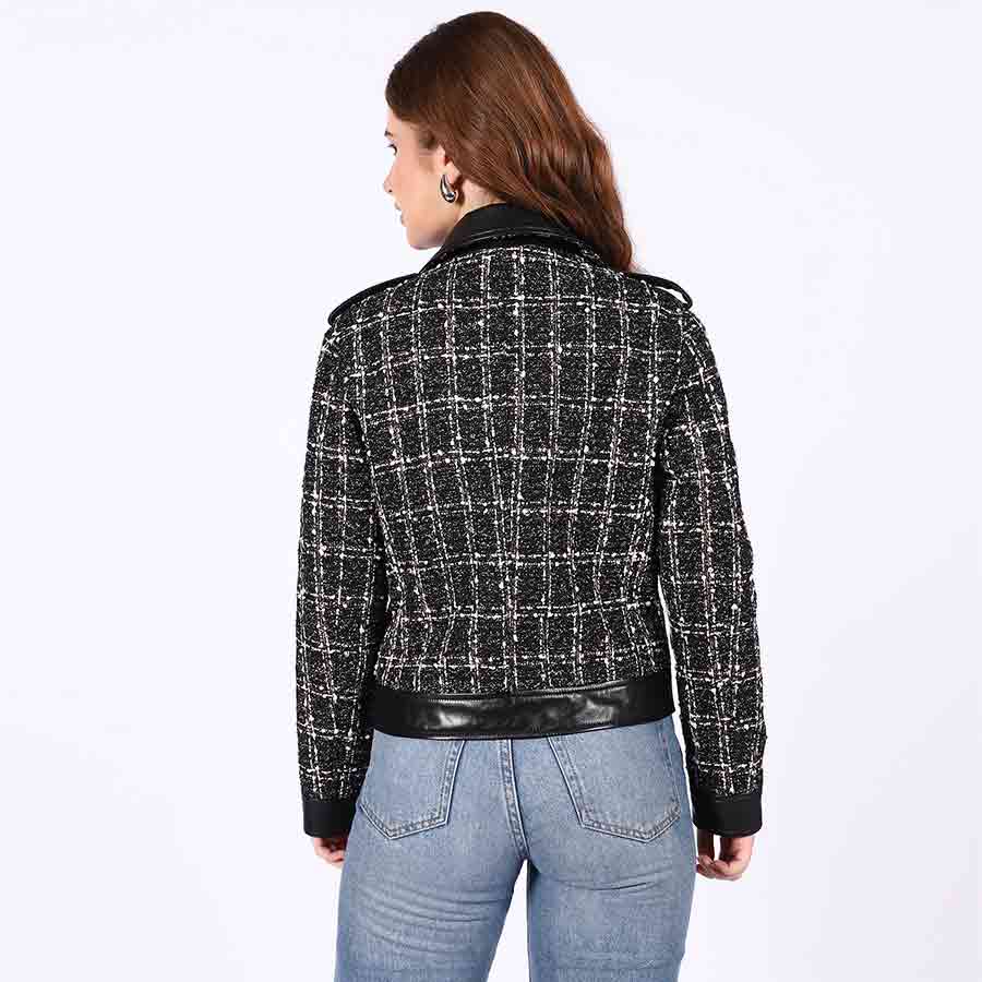 Saint Adria Grey Leather Women Collar Jackets