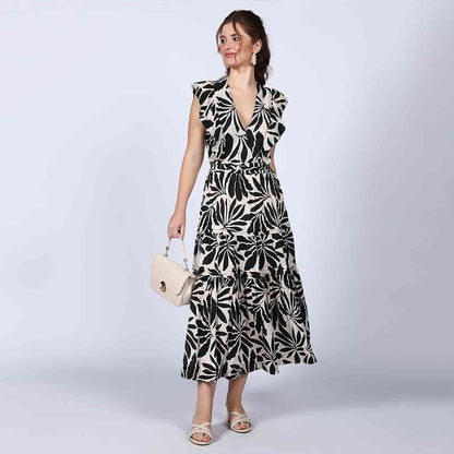 Saint Womens Ivory Printed Lurex Maxi Dress