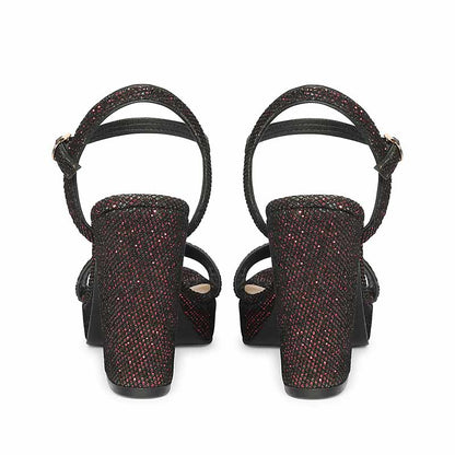 Saint Merrily Bordo Glitter Fabric Block Heels