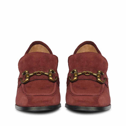 Saint Vera Gold Horsebit Burgundy Leather Moccasins
