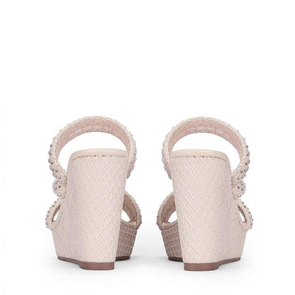 Saint Roxie Strass Cord Off White Wedges