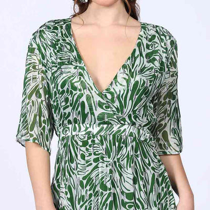 Saint Womens Green Abstract Print Viscose Mini Dress