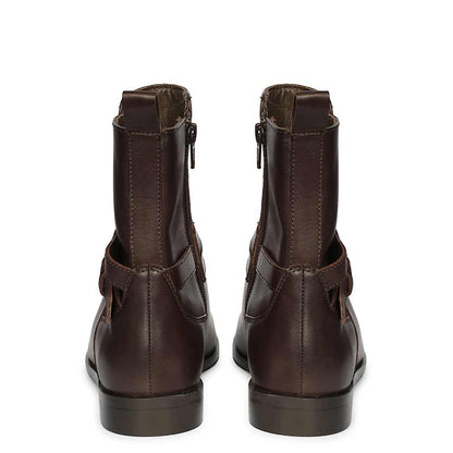 Saint Zola Brown Leather Buckle Ankle Boots