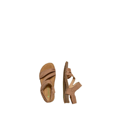 El Naturalista Honey Embellished Leather Block Sandals with Buckle