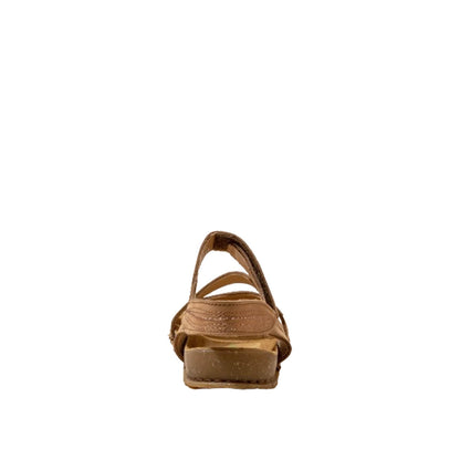 El Naturalista Honey Embellished Leather Block Sandals with Buckle