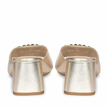Saint Aurora Gold Metallic Jeweled Heels