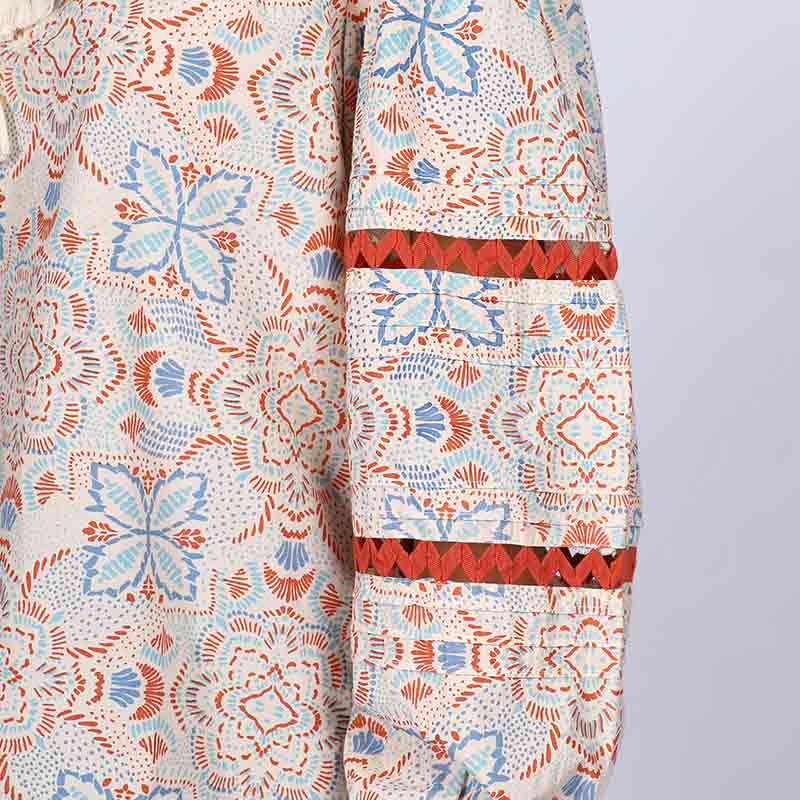 Saint Womens Ivory Multicolour Cotton Poplin Top