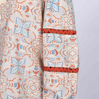 Saint Womens Ivory Multicolour Cotton Poplin Top