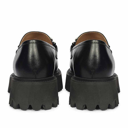 Saint Feri Crystal  Saddle Black Leather Moccasins