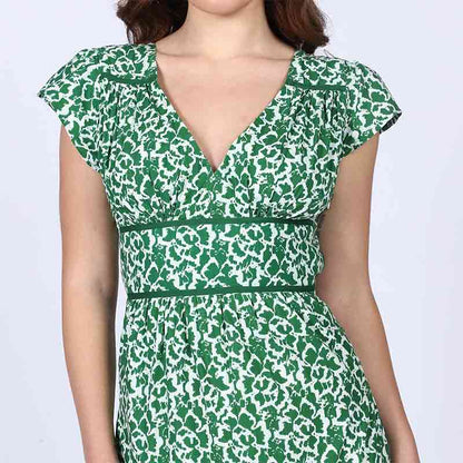 Saint Womens Green Tiered Cotton Voil Maxi Dress