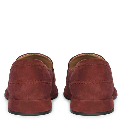 Saint Carla Burgundy Suede Leather Saddle Moccasins