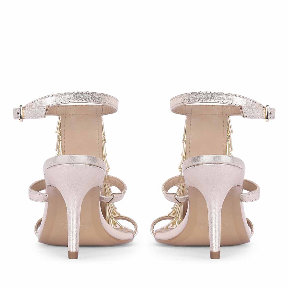 Saint Faye Gold Leather Fringe Stilettos