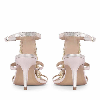 Saint Faye Gold Leather Fringe Stilettos