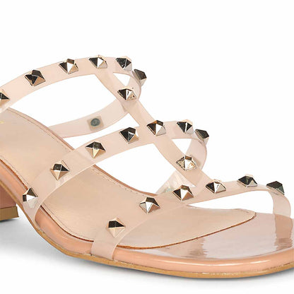 Saint Novara Metal Studded Blush Vegan Leather Heels