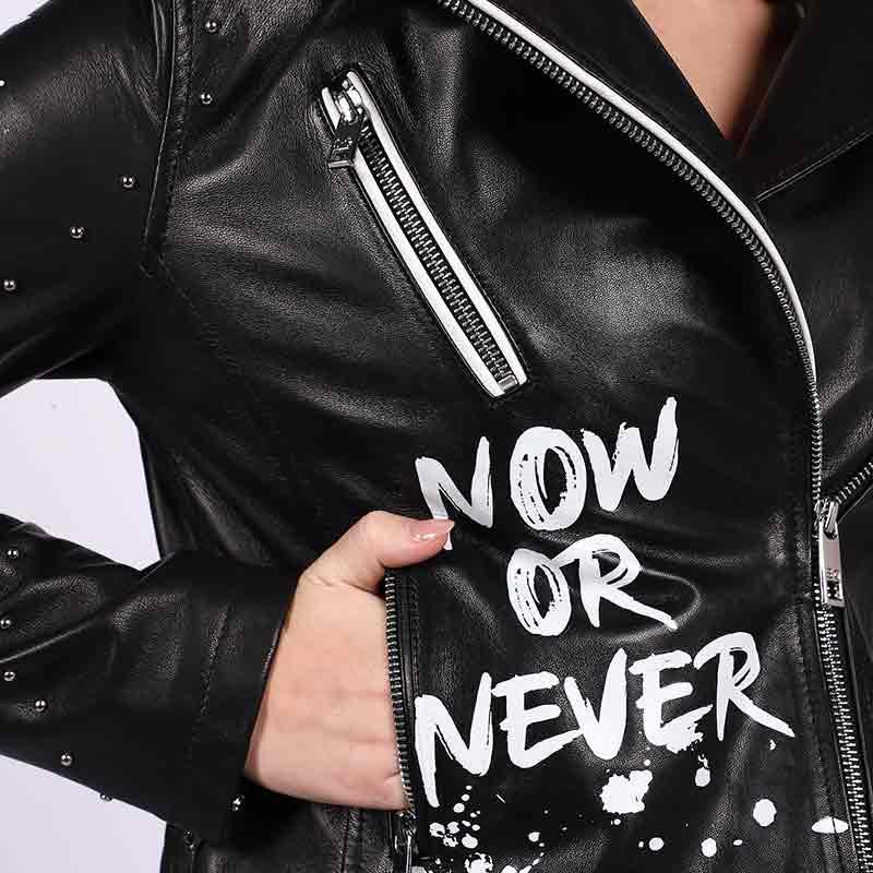 Saint Grecia Black Leather Women Biker Jackets