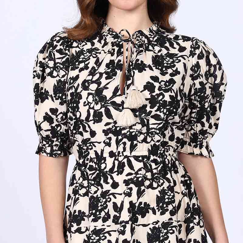 Saint Cosima Womens Ivory Floral Cotton Short Dress