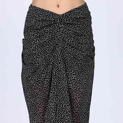 Saint Womens Black Georgette Draped Skirt