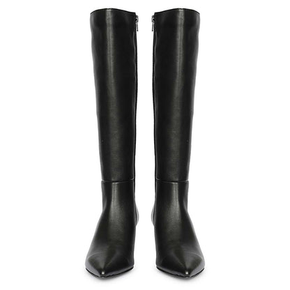 Saint Sadie Gold Metal Muse Black Leather Tall Boots