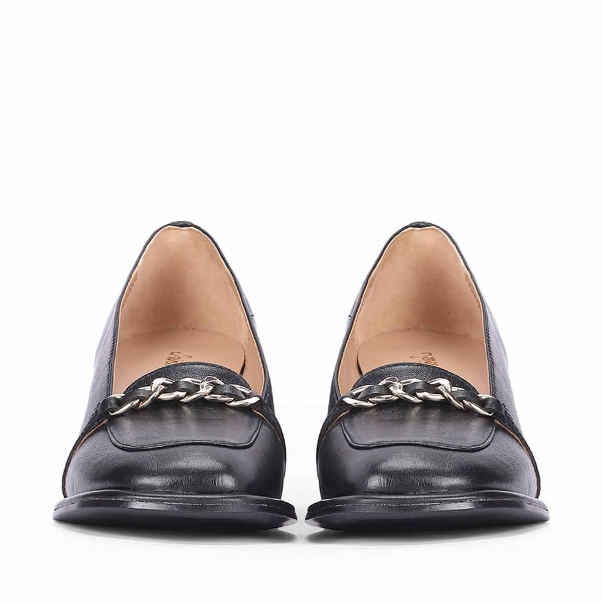 Saint Mirielle Black Leather Moccasins
