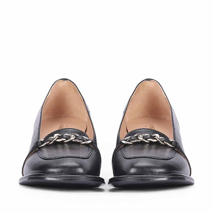 Saint Mirielle Black Leather Moccasins