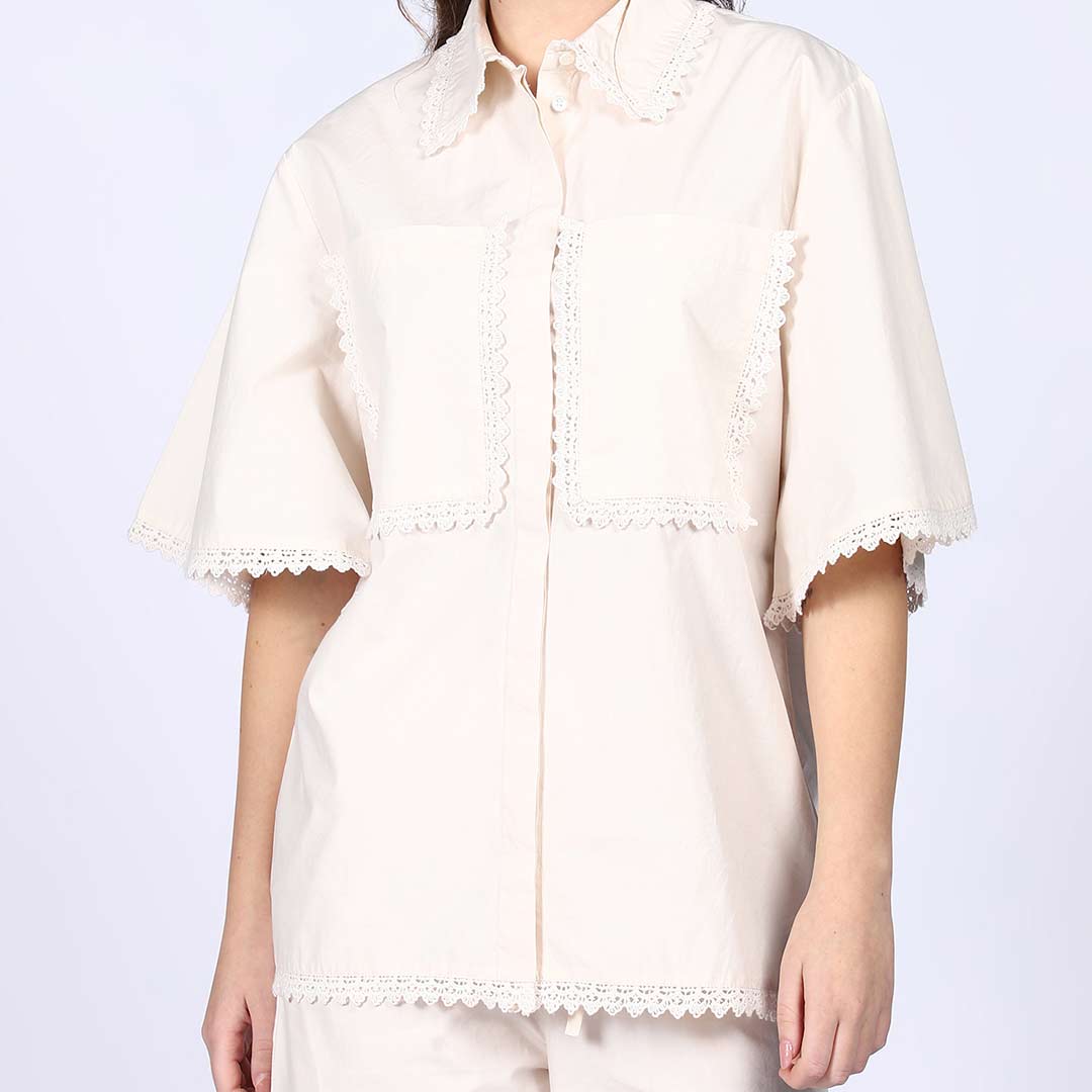 Saint Womens Ivory Cotton Poplin Co-ord Set