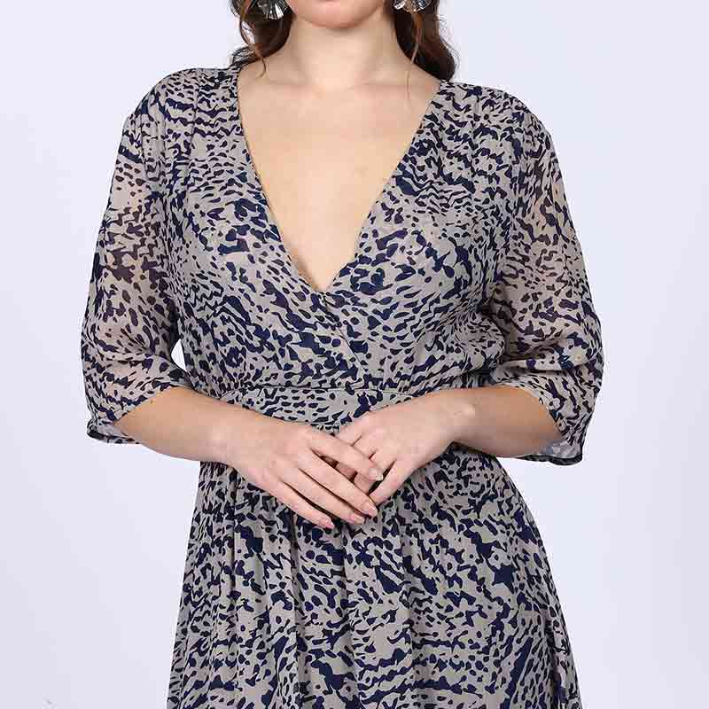 Saint Womens Navy Abstract Print Viscose Mini Dress